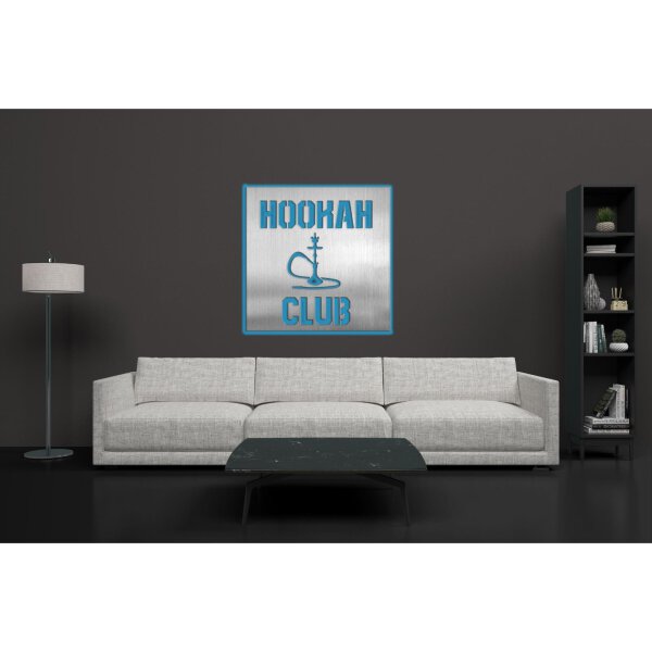 Hookah Club Edelstahl Schild mit LED Beleuchtung