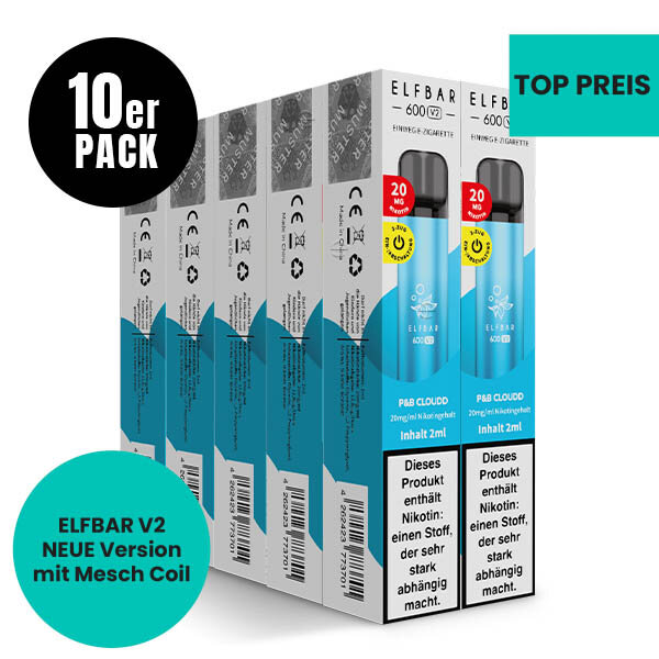 Elf Bar 600 V2 - P&B Cloudd 20 mg/ml 10er Packung