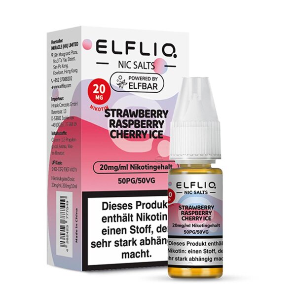 ELFBAR ELFLIQ 10ml - Strawberry Raspberry Cherry Ice Nikotinsalz 20mg