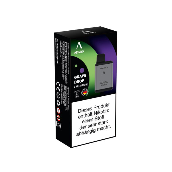 Adalya AD800 Einweg Vape - Grape Drop 20mg