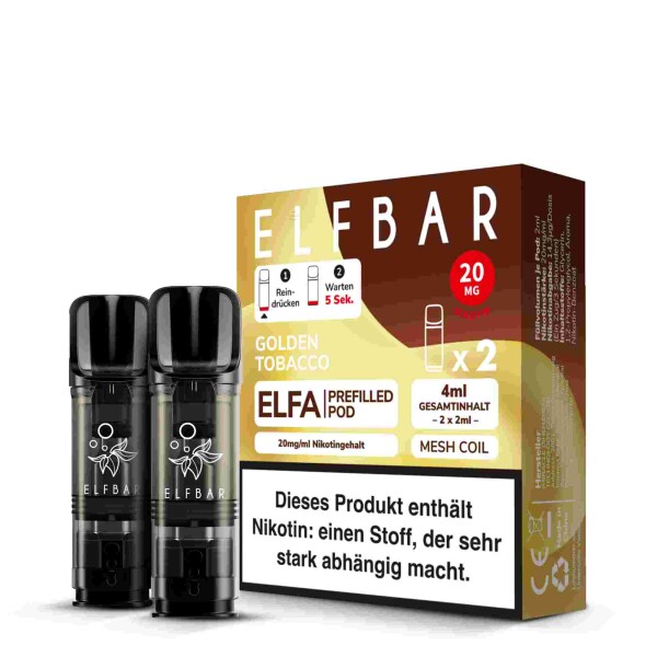 Elf Bar Elfa Pod 20mg - Golden Tobacco (2 Stück Pro...