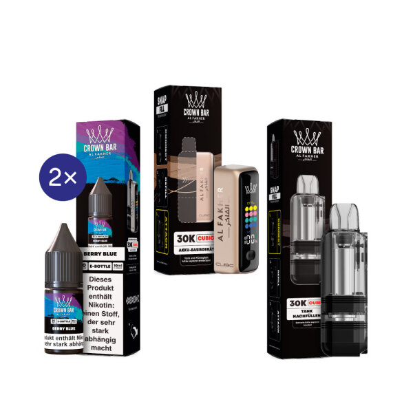 Cubic 30K Kit by Al Fakher - Rich Gold + Berry Blue 20mg