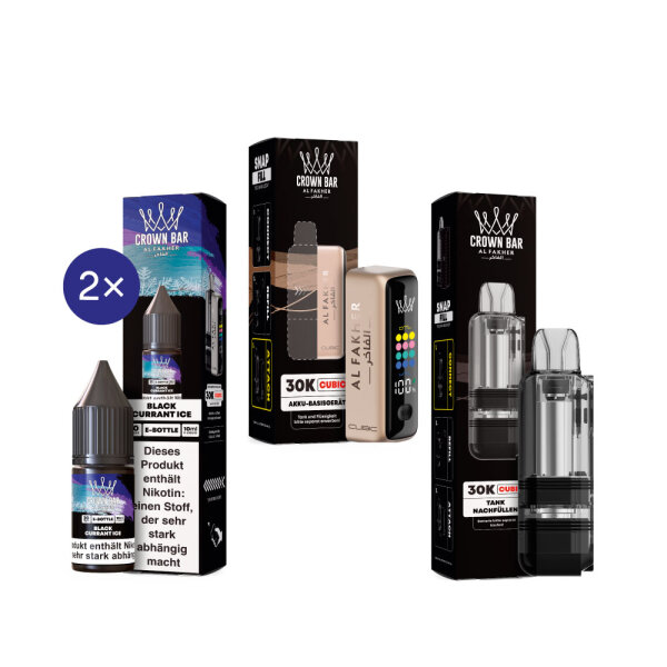 Cubic 30K Kit by Al Fakher - Rich Gold + Blackcurrant Ice 20mg