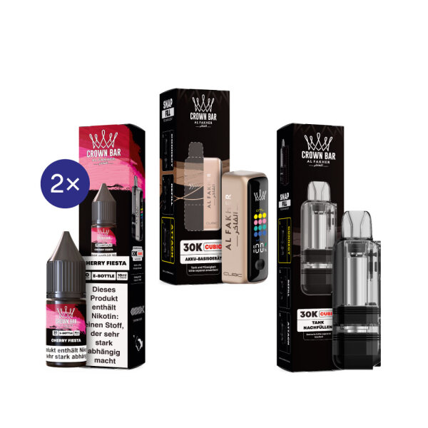 Cubic 30K Kit by Al Fakher - Rich Gold + Cherry Fiesta 20mg