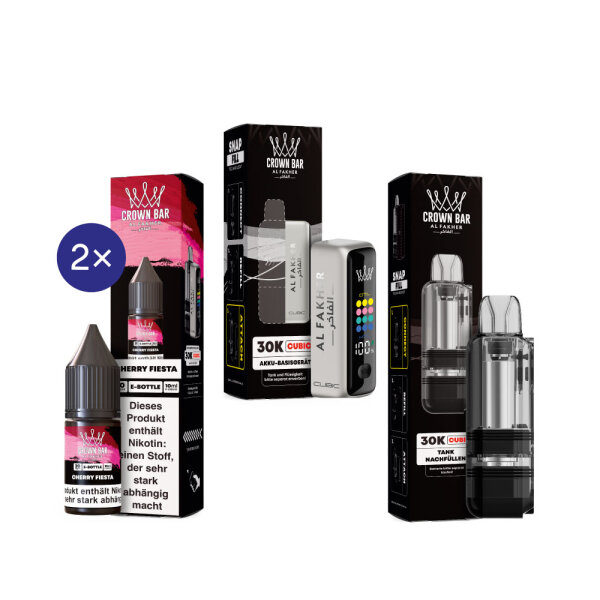 Cubic 30K Kit by Al Fakher - Silver White + Cherry Fiesta 20mg