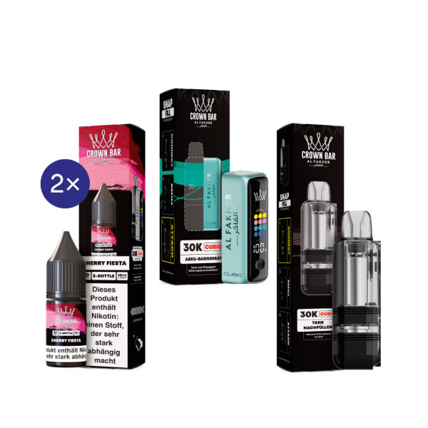 Cubic 30K Kit by Al Fakher - Teal + Cherry Fiesta 20mg