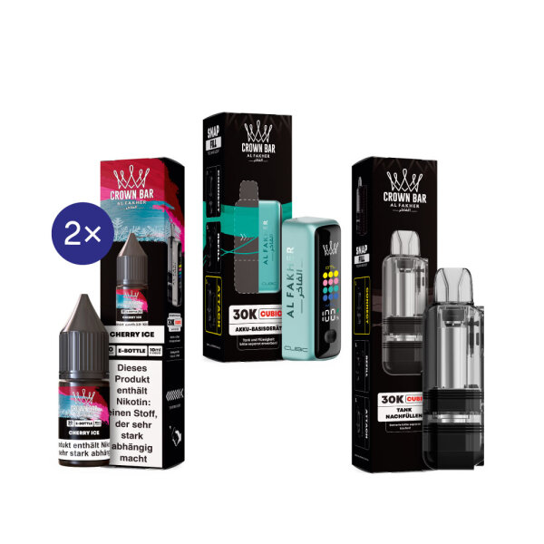 Cubic 30K Kit by Al Fakher - Teal + Cherry Ice 20mg