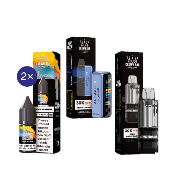 Cubic 30K Kit by Al Fakher - Blue + Cool Mango 20mg
