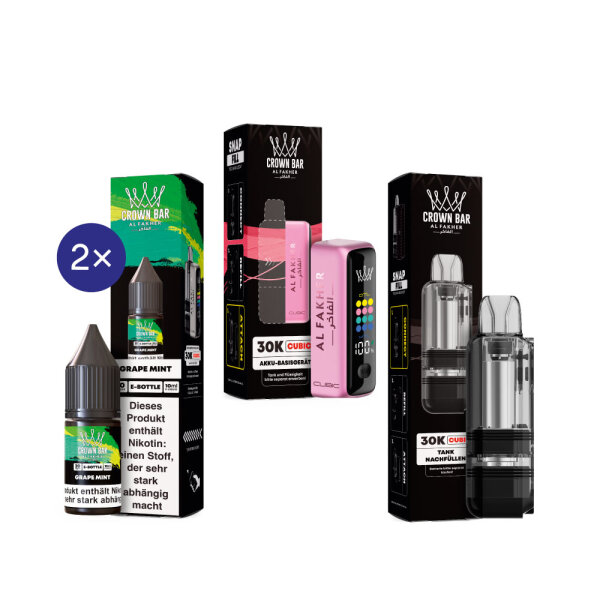 Cubic 30K Kit by Al Fakher - Hot Pink + Grape Mint 20mg