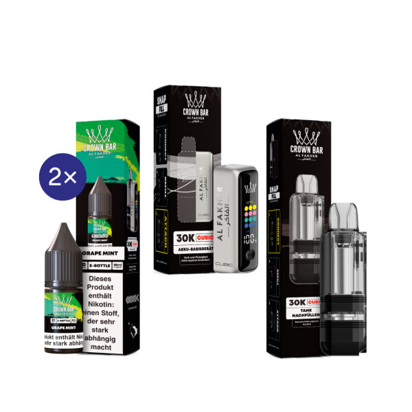 Cubic 30K Kit by Al Fakher - Silver White + Grape Mint 20mg