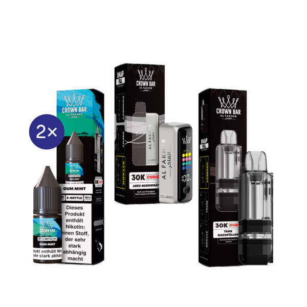 Cubic 30K Kit by Al Fakher - Silver White + Gum Mint 20mg