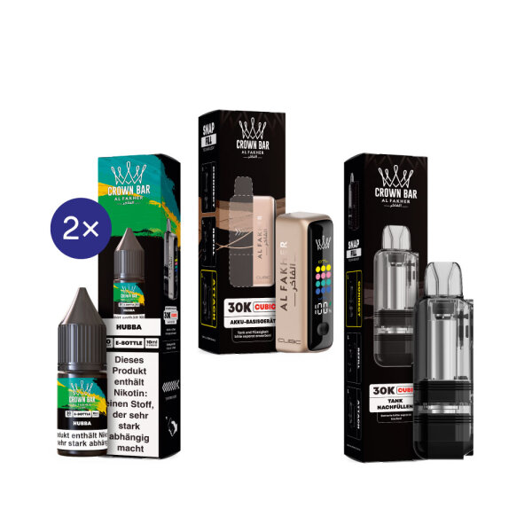 Cubic 30K Kit by Al Fakher - Rich Gold + Hubba 20mg