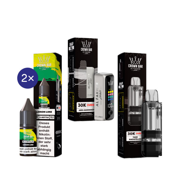 Cubic 30K Kit by Al Fakher - Silver White + Lemon Lime 20mg