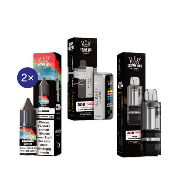 Cubic 30K Kit by Al Fakher - Silver White + Lush Ice 20mg