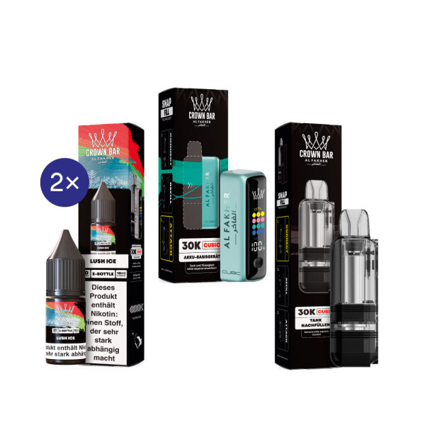 Cubic 30K Kit by Al Fakher - Teal + Lush Ice 20mg