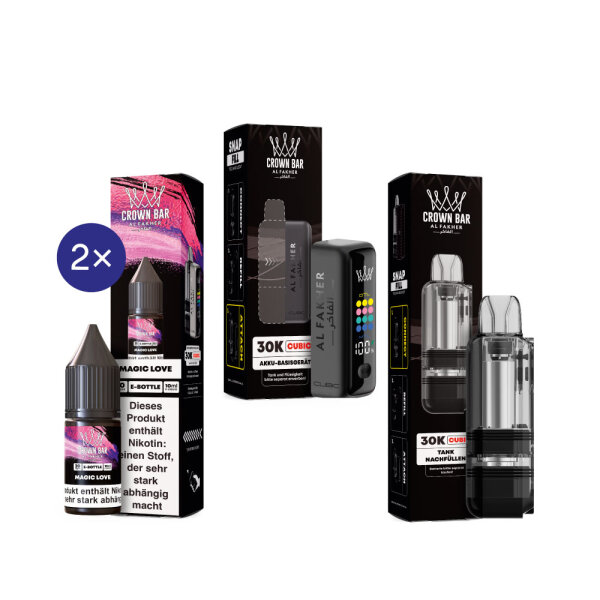 Cubic 30K Kit by Al Fakher - Matt Black + Magic Love 20mg