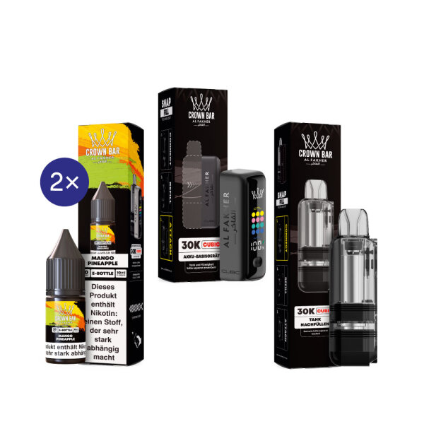 Cubic 30K Kit by Al Fakher - Matt Black + Mango Pineapple 20mg