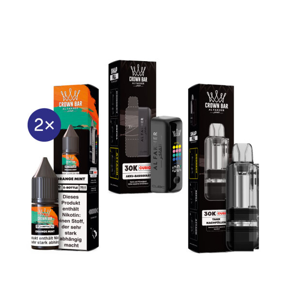Cubic 30K Kit by Al Fakher - Matt Black + Orange Mint 20mg