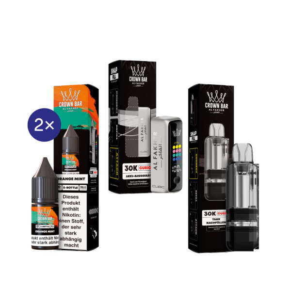 Cubic 30K Kit by Al Fakher - Silver White + Orange Mint 20mg