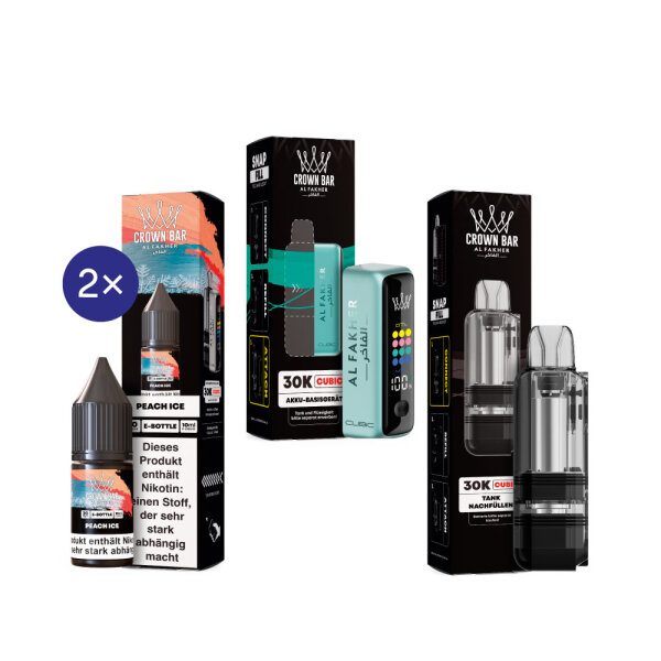Cubic 30K Kit by Al Fakher - Teal + Peach Ice 20mg