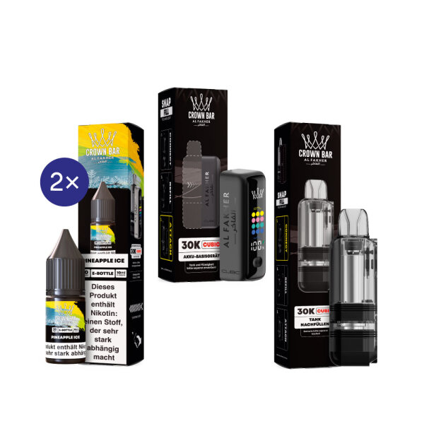 Cubic 30K Kit by Al Fakher - Matt Black + Pineapple Ice 20mg