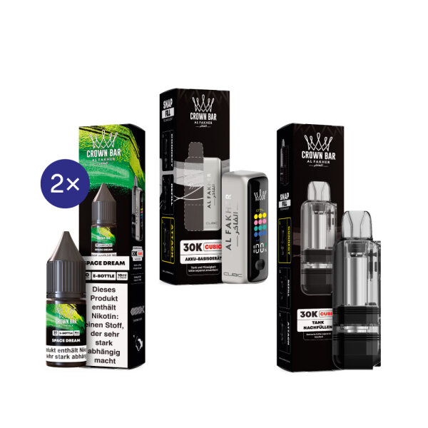 Cubic 30K Kit by Al Fakher - Silver White + Space Dream 20mg