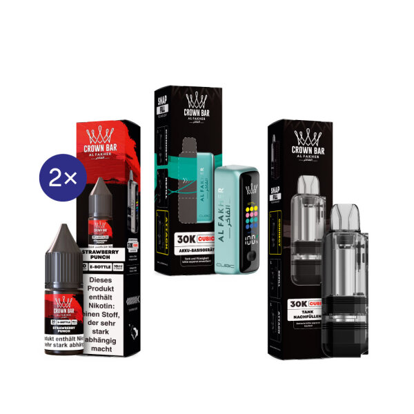 Cubic 30K Kit by Al Fakher - Teal + Strawberry Punch 20mg