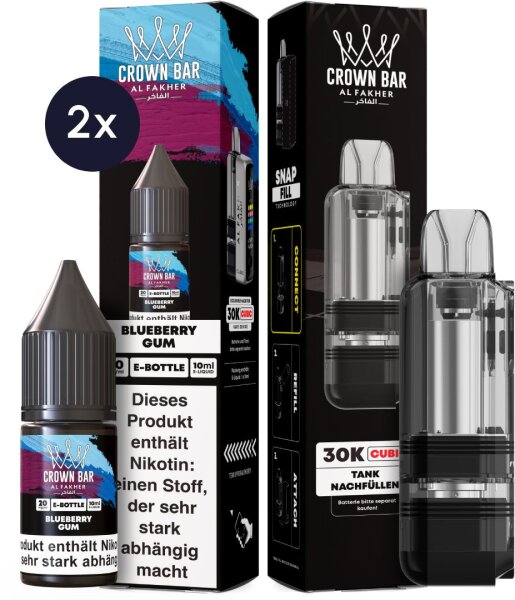 Cubic 30K Ersatzpod + 2x Snap Liquid - Blueberry Gum 20mg