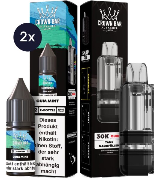 Cubic 30K Ersatzpod + 2x Snap Liquid - Gum Mint 20mg
