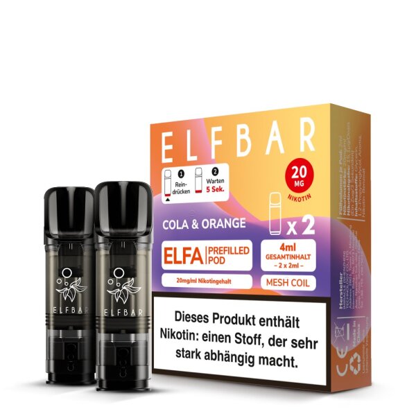 Elf Bar Elfa Pod 20mg - Cola & Orange (2 Stück Pro Packung)