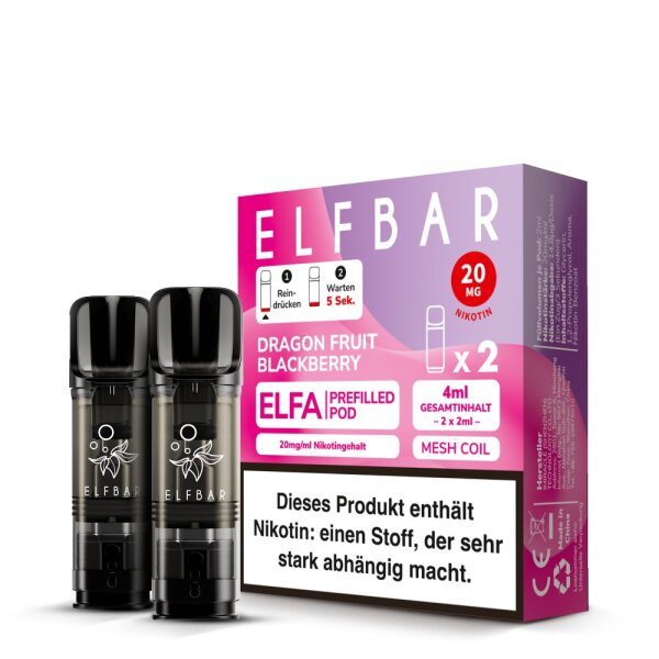 Elf Bar Elfa Pod 20mg - Dragon Fruit Blackberry (2 Stück Pro Packung)