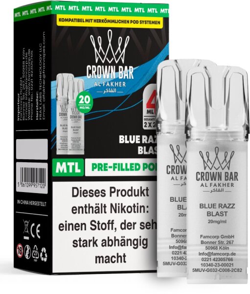 Al Fakher 600 Pod - Blue Razz Blast 20mg (Mund zu Lunge)