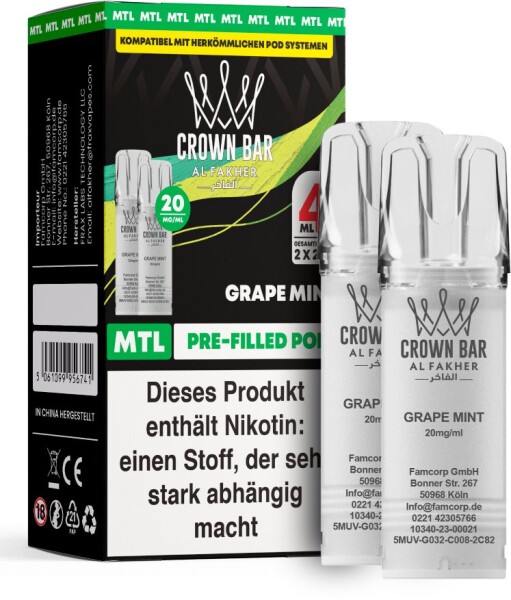 Al Fakher 600 Pod - Grape Mint 20mg (Mund zu Lunge)