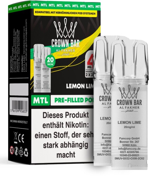 Al Fakher 600 Pod - Lemon Lime 20mg (Mund zu Lunge)