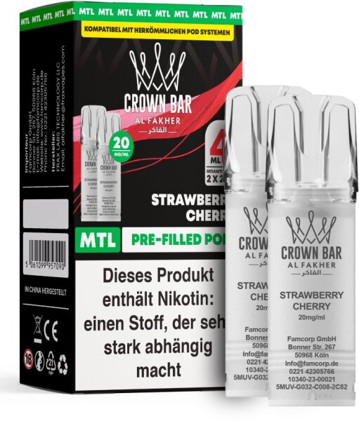 Al Fakher 600 Pod - Strawberry Cherry 20mg (Mund zu Lunge)