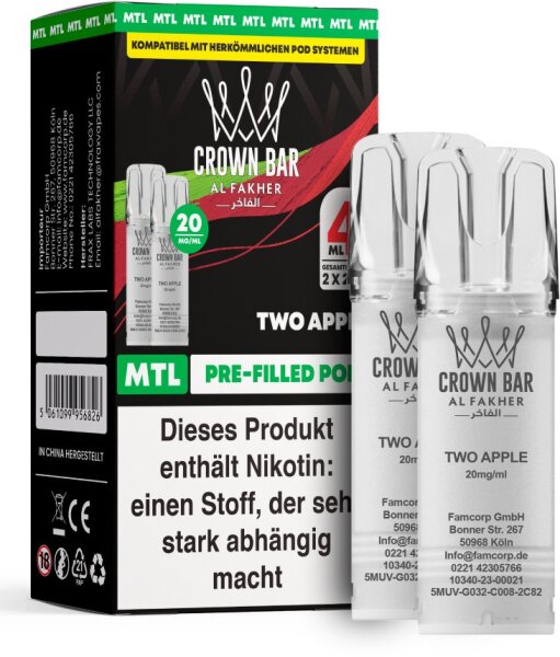Al Fakher 600 Pod - Two Apple 20mg (Mund zu Lunge)