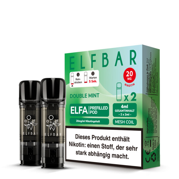 Elf Bar Elfa Pod 20mg - Double Mint (2 Stück Pro Packung)